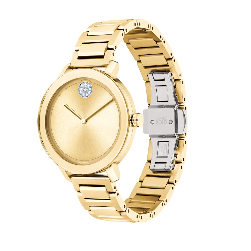 Main Image 3 of Ladies' Movado Bold®Evolution Crystal Gold-Tone Watch (Model: 3600649)