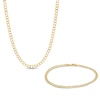 Thumbnail Image 1 of Made in Italy 4.4mm Curb Chain Necklace and Bracelet Set in Hollow 10K Gold - 22"