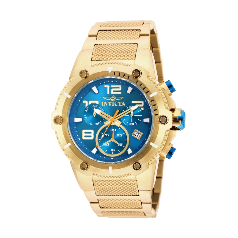 Main Image 1 of Men's Invicta Speedway Chronograph Gold-Tone Watch with Blue Dial (Model: 19532)