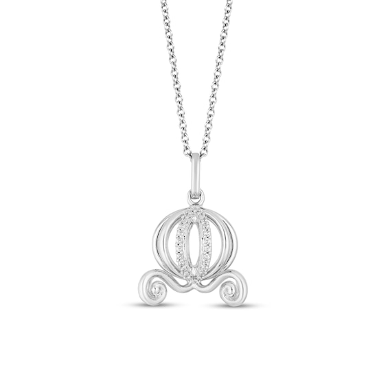 Enchanted Disney Cinderella 1/6 CT. T.w. Diamond Carriage Pendant in Sterling Silver - 24"