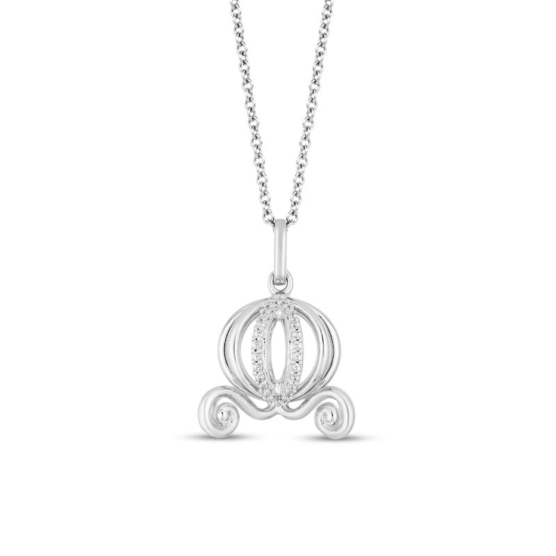 Main Image 1 of Enchanted Disney Cinderella 1/6 CT. T.W. Diamond Carriage Pendant in Sterling Silver - 24"