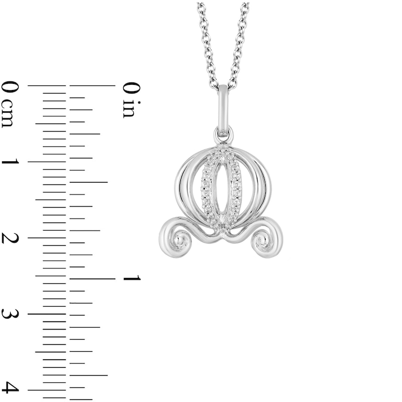 Main Image 3 of Enchanted Disney Cinderella 1/6 CT. T.W. Diamond Carriage Pendant in Sterling Silver - 24"