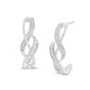 Thumbnail Image 1 of 1/5 CT. T.W. Diamond Twist J-Hoop Earrings in Sterling Silver