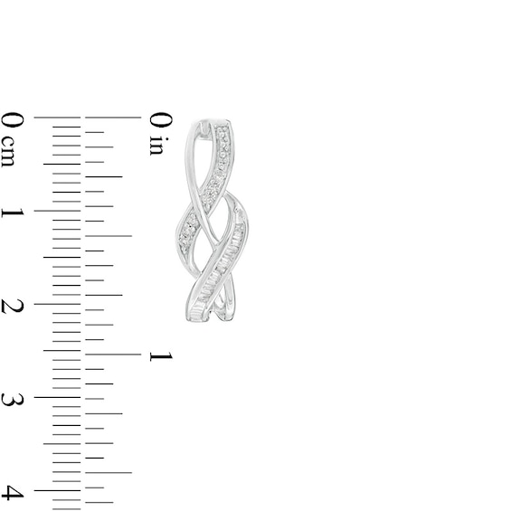 1/5 CT. T.w. Diamond Twist J-Hoop Earrings in Sterling Silver