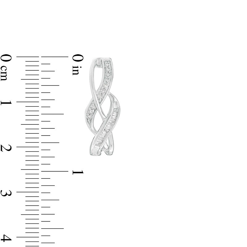 Main Image 3 of 1/5 CT. T.W. Diamond Twist J-Hoop Earrings in Sterling Silver