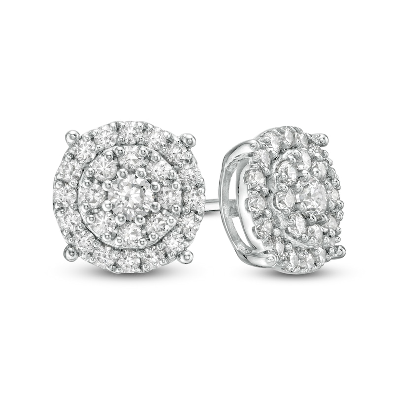 1/2 CT. T.W. Diamond Double Frame Stud Earrings in 10K White Gold