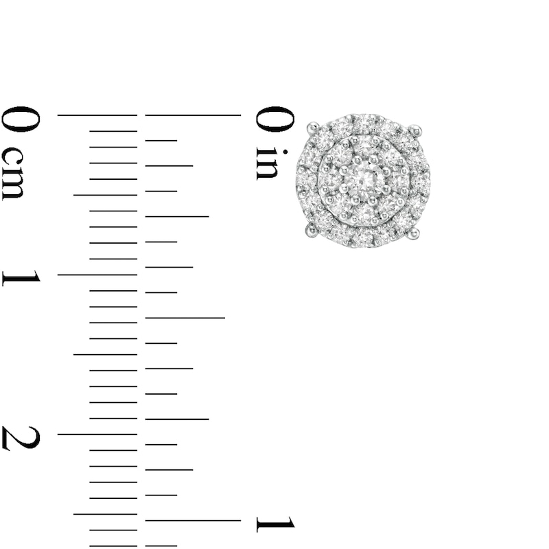Main Image 3 of 1/2 CT. T.W. Diamond Double Frame Stud Earrings in 10K White Gold