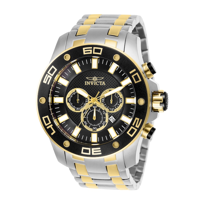 Main Image 1 of Men's Invicta Pro Diver Scuba Chronograph Two-Tone Watch with Black Dial (Model: 26081)