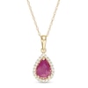 Thumbnail Image 1 of Pear-Shaped Ruby and 1/15 CT. T.W. Diamond Frame Pendant in 10K Gold