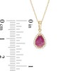 Thumbnail Image 3 of Pear-Shaped Ruby and 1/15 CT. T.W. Diamond Frame Pendant in 10K Gold