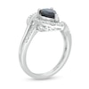 Thumbnail Image 3 of Pear-Shaped Blue Sapphire and 1/4 CT. T.W. Diamond Bypass Split Shank Ring in 10K White Gold