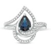 Thumbnail Image 4 of Pear-Shaped Blue Sapphire and 1/4 CT. T.W. Diamond Bypass Split Shank Ring in 10K White Gold