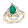 Thumbnail Image 1 of Pear-Shaped Emerald and 1/4 CT. T.W. Diamond Bypass Split Shank Ring in 10K Gold