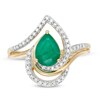 Thumbnail Image 4 of Pear-Shaped Emerald and 1/4 CT. T.W. Diamond Bypass Split Shank Ring in 10K Gold