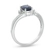 Thumbnail Image 3 of Oval Blue Sapphire and 1/20 CT. T.W. Diamond Vintage-Style Split Shank Ring in 10K White Gold