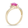 Thumbnail Image 3 of Oval Ruby and 1/20 CT. T.W. Diamond Vintage-Style Split Shank Ring in 10K Gold