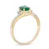 Thumbnail Image 3 of Oval Emerald and 1/20 CT. T.W. Diamond Vintage-Style Split Shank Ring in 10K Gold