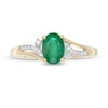Thumbnail Image 4 of Oval Emerald and 1/20 CT. T.W. Diamond Vintage-Style Split Shank Ring in 10K Gold