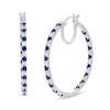 Thumbnail Image 1 of Alternating Lab-Created Blue and White Sapphire Inside-Out Hoop Earrings in Sterling Silver