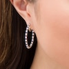 Thumbnail Image 1 of Alternating Lab-Created Blue and White Sapphire Inside-Out Hoop Earrings in Sterling Silver
