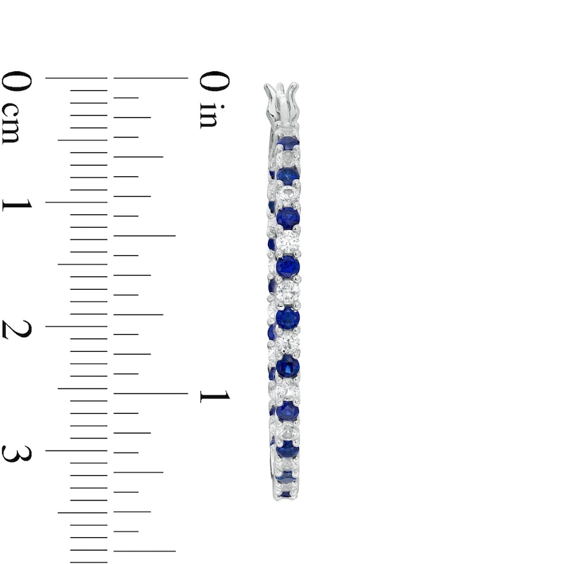 Alternating Lab-Created Blue and White Sapphire Inside-Out Hoop Earrings in Sterling Silver