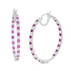 Thumbnail Image 1 of Alternating Lab-Created Ruby and White Sapphire Inside-Out Hoop Earrings in Sterling Silver