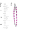Thumbnail Image 3 of Alternating Lab-Created Ruby and White Sapphire Inside-Out Hoop Earrings in Sterling Silver