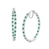Thumbnail Image 1 of Alternating Lab-Created Emerald and White Sapphire Inside-Out Hoop Earrings in Sterling Silver