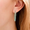 Thumbnail Image 2 of Alternating Lab-Created Emerald and White Sapphire Inside-Out Hoop Earrings in Sterling Silver