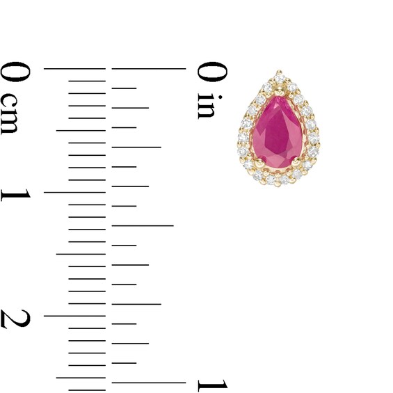 Pear-Shaped Ruby and 1/8 CT. T.w. Diamond Frame Stud Earrings in 10K Gold