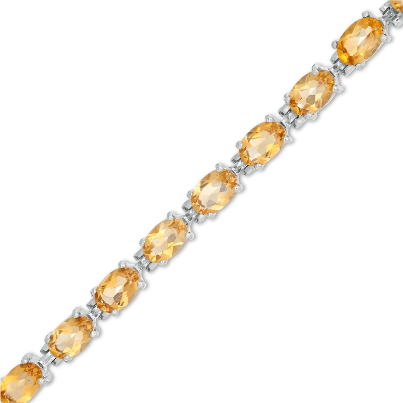 Sideways Oval Citrine Tennis Bracelet in Sterling Silver - 7.25"