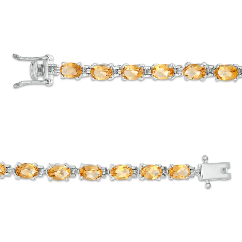 Sideways Oval Citrine Tennis Bracelet in Sterling Silver - 7.25"