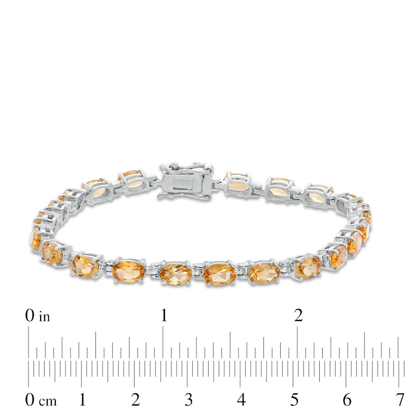 Sideways Oval Citrine Tennis Bracelet in Sterling Silver - 7.25"