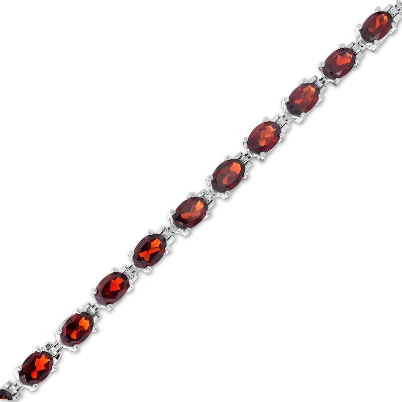 Sideways Oval Garnet Tennis Bracelet in Sterling Silver - 7.25