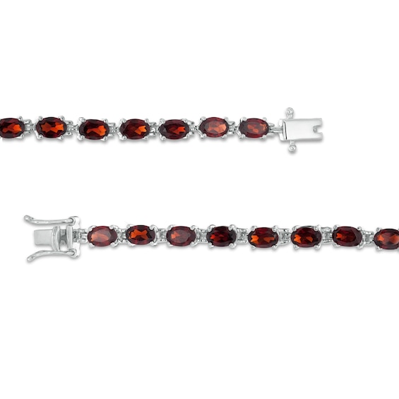 Sideways Oval Garnet Tennis Bracelet in Sterling Silver - 7.25"