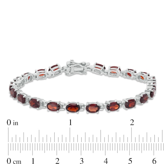 Sideways Oval Garnet Tennis Bracelet in Sterling Silver - 7.25"