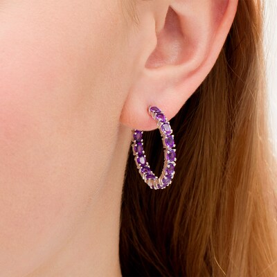 Silver Stainless Steel Statement Point with White Clear Natural Gemstone Points Gold Dipped Amethyst Crystal Hoop Earrings