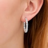 Thumbnail Image 2 of Oval Blue Topaz Inside-Out Hoop Earrings in Sterling Silver