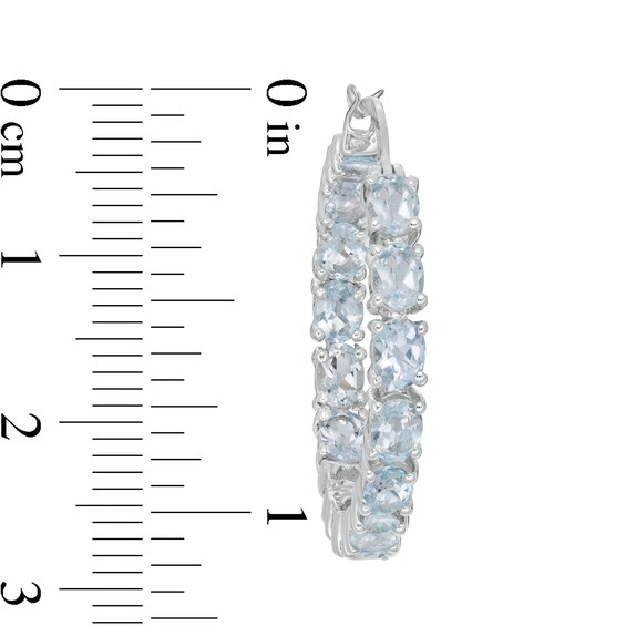 Oval Blue Topaz Inside-Out Hoop Earrings in Sterling Silver