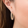 Thumbnail Image 1 of Oval Citrine Inside-Out Hoop Earrings in Sterling Silver
