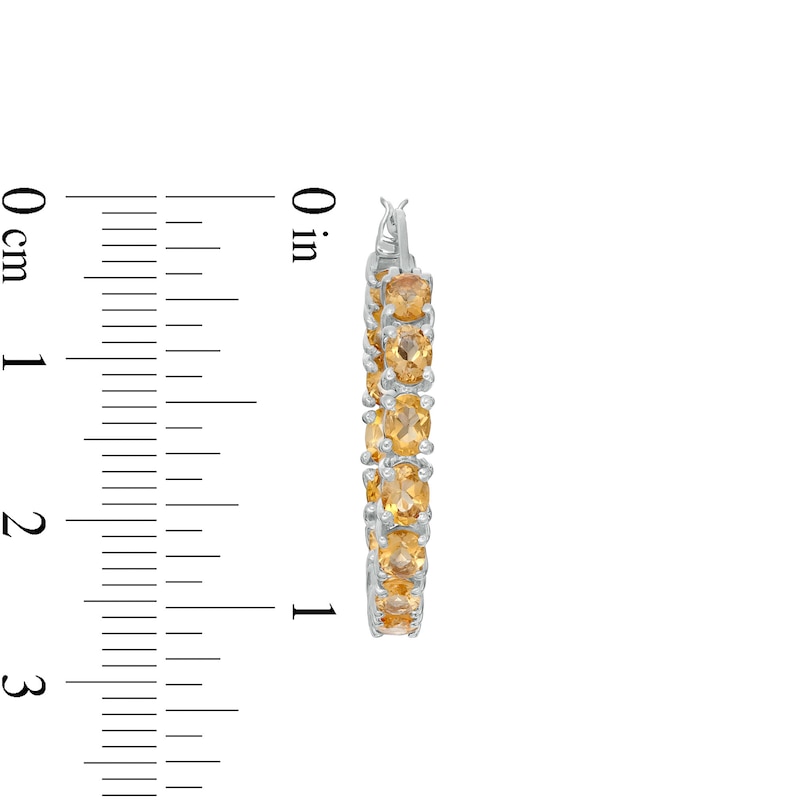 Main Image 3 of Oval Citrine Inside-Out Hoop Earrings in Sterling Silver