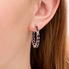 Thumbnail Image 2 of Oval Garnet Inside-Out Hoop Earrings in Sterling Silver