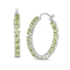 Thumbnail Image 1 of Oval Peridot Inside-Out Hoop Earrings in Sterling Silver