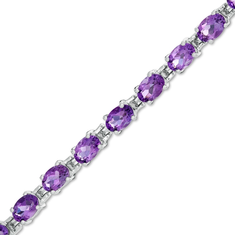 Sideways Oval Amethyst Tennis Bracelet in Sterling Silver - 7.25"