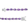 Thumbnail Image 2 of Sideways Oval Amethyst Tennis Bracelet in Sterling Silver - 7.25"