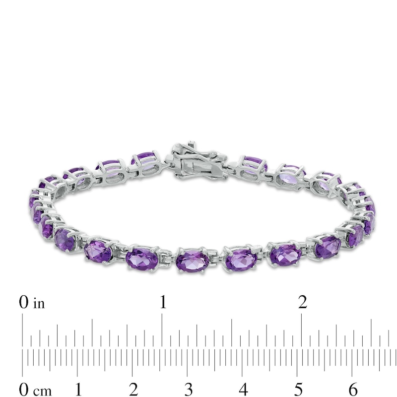 Sideways Oval Amethyst Tennis Bracelet in Sterling Silver - 7.25"