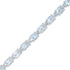 Thumbnail Image 0 of Sideways Oval Blue Topaz Tennis Bracelet in Sterling Silver - 7.5"