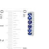Thumbnail Image 3 of Lab-Created Blue and White Sapphire Double Row Hoop Earrings in Sterling Silver