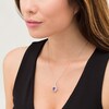 Thumbnail Image 2 of Oval Amethyst and White Topaz Starburst Double Frame Pendant in Sterling Silver