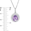 Thumbnail Image 3 of Oval Amethyst and White Topaz Starburst Double Frame Pendant in Sterling Silver